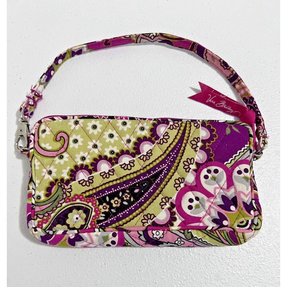 VERA BRADLEY Very Berry Paisley Wallet Wristlet Zip Top Pink Clean 6.5" x 4"